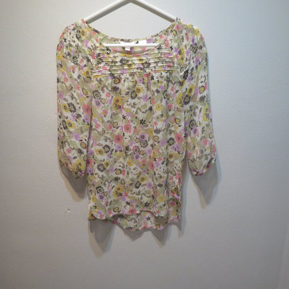 Lauren Conrad Floral Sheer Peasant Blouse